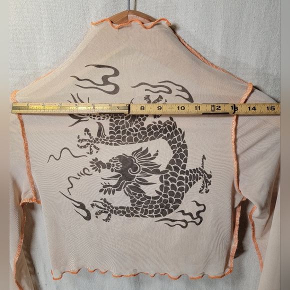 Oriental Dragon Turtle Neck Shirt Sheer & unique Ready for a day out or a party. - Picture 4 of 9